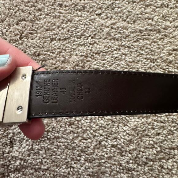 1913 Men's Genuine Leather Belt Black w/ Silver Hardware Men's Waist Size 46 - Picture 4 of 13